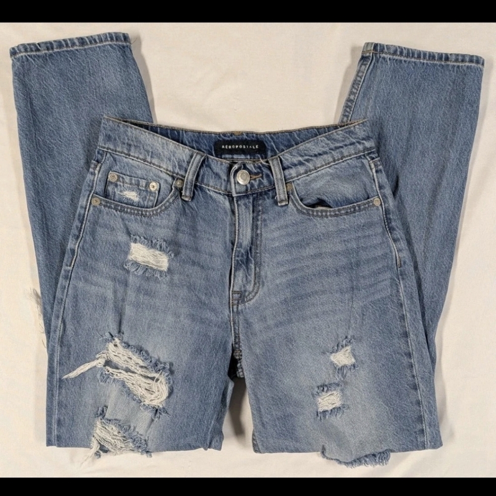 Aeropostale Mid-Rise Mom Jean Women's Size 0 Blue Denim Jeans